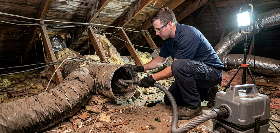 Storm-Damaged Attic Duct Cleaning in Frisco