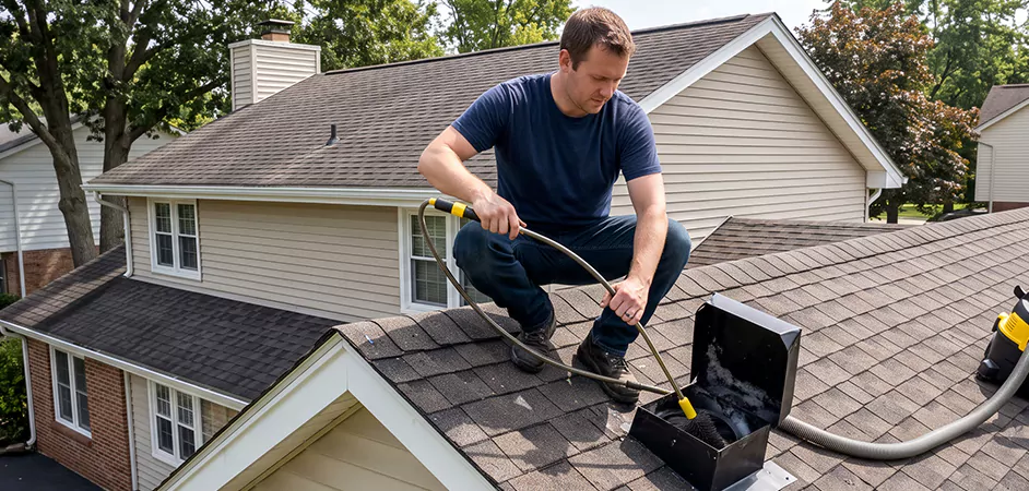 Multi-Story Roof Dryer Vent Cleaning in Frisco